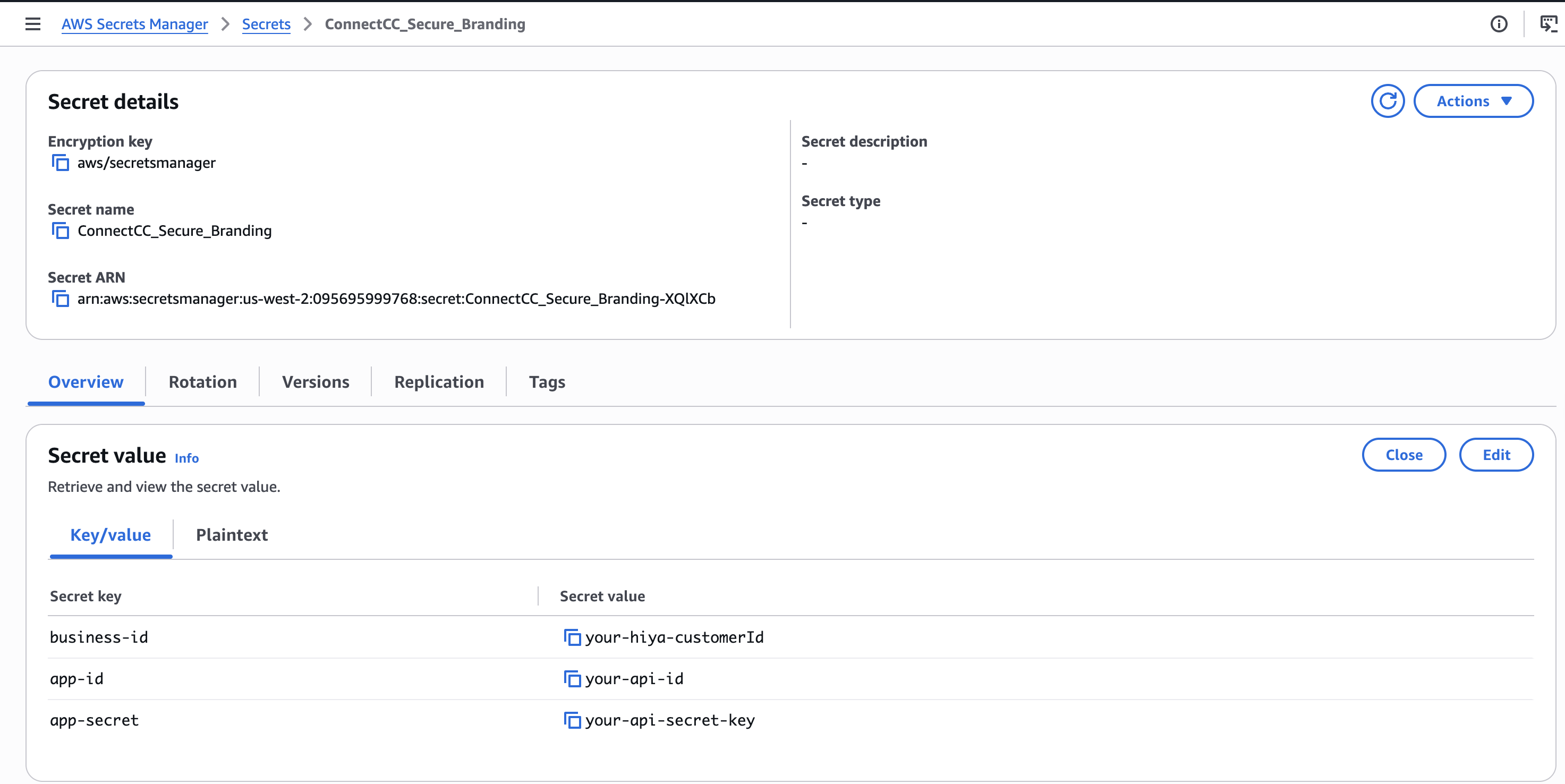 Call Auth AWS Secret Manager